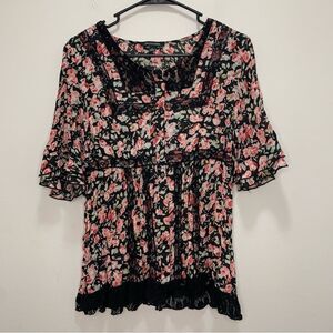 Notations Floral Lace Blouse Size Large